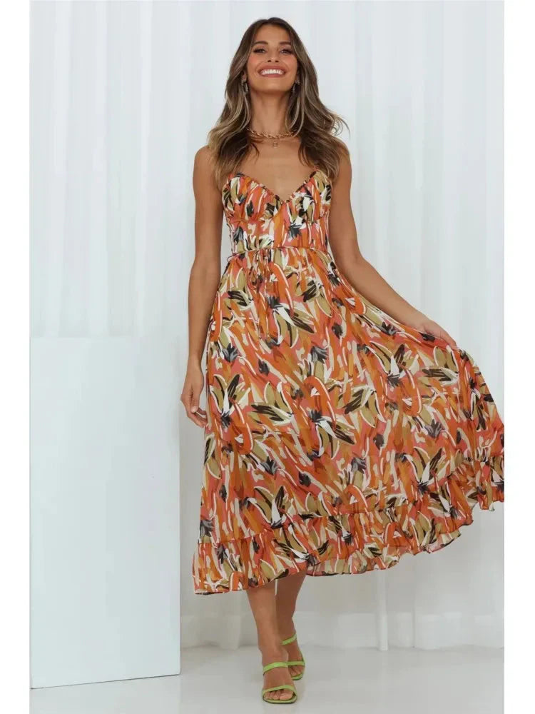 EOS | Ärmellos V Ausschnitt Sommerkleid Sonnenkleid