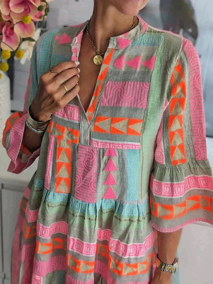 EOS | Halbe Ärmel Lose Passform Rüschen Sommerkleid