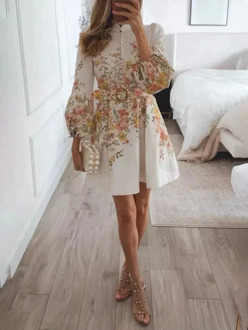 EOS | Lange Ärmel Knopfleiste Kleid mit Puffärmeln Sommerkleid