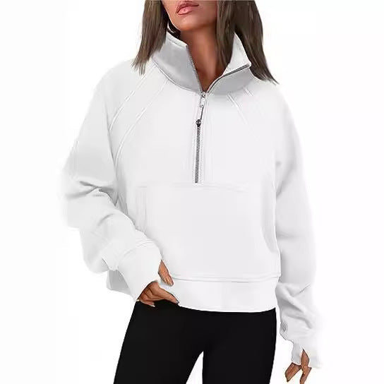EOS | Lässiges plüschiges Halb-Reißverschluss-Stehkragen-Sweatshirt