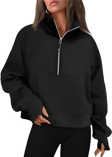 EOS | Lässiges plüschiges Halb-Reißverschluss-Stehkragen-Sweatshirt