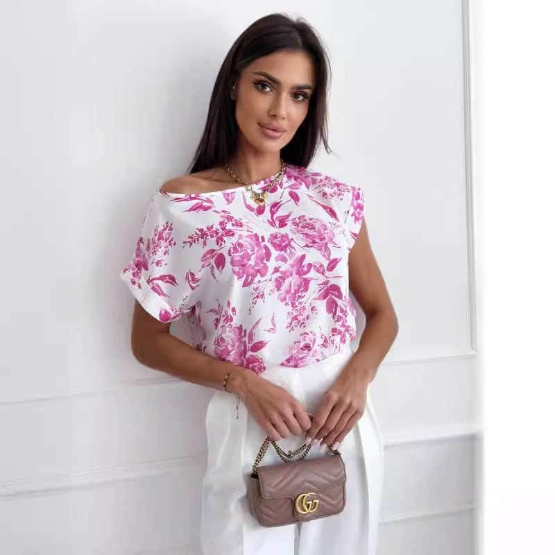 EOS | Sommerbedrucktes Rundhalslockeres Shirt