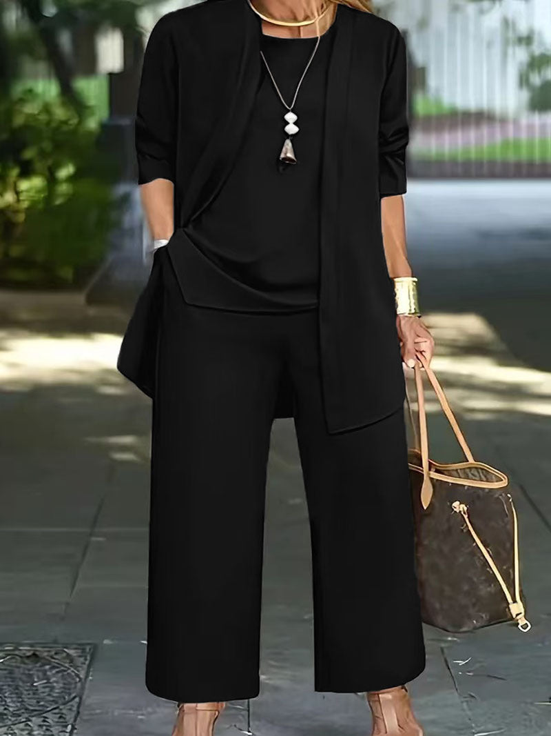 EOS | Langarm-Cardigan-Weste Drei-Teile-Set