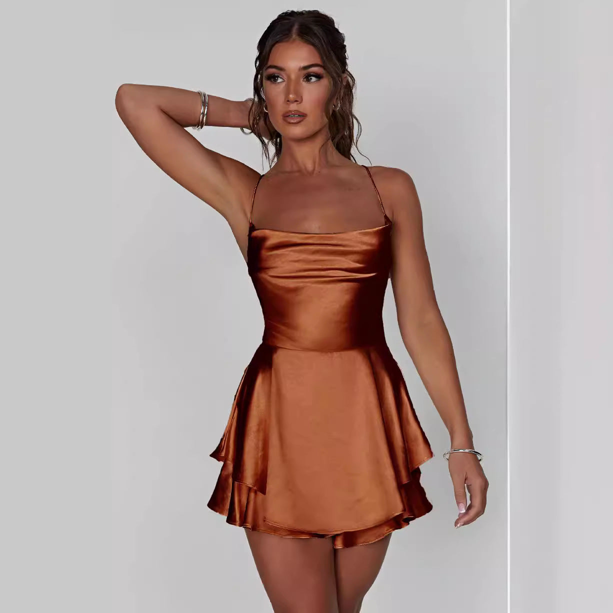 EOS | Sexy Slimming Durchsichtiger Rücken Cami Kurzes Kleid