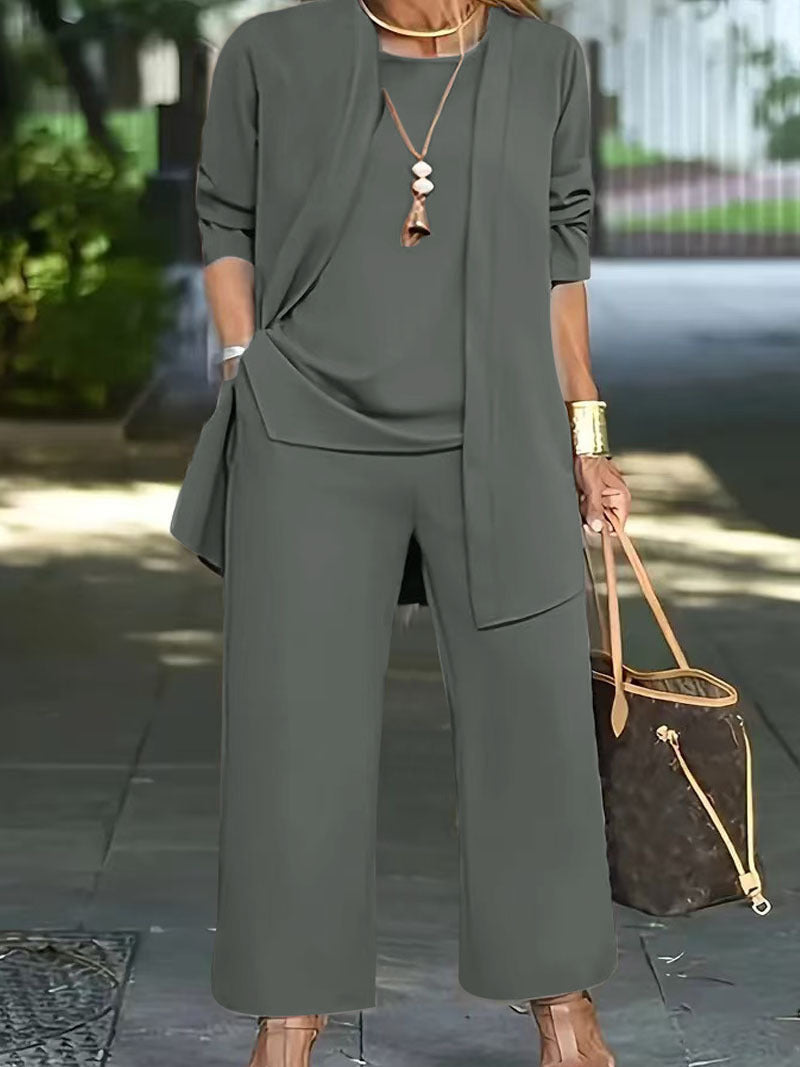 EOS | Langarm-Cardigan-Weste Drei-Teile-Set