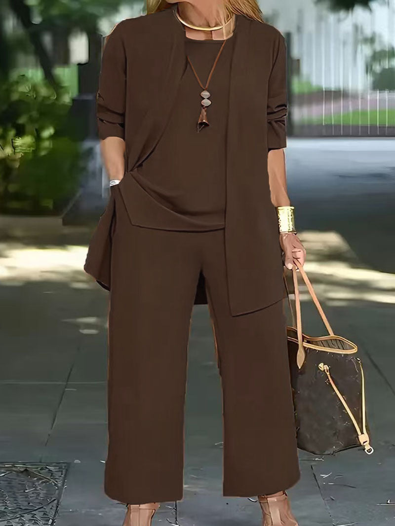 EOS | Langarm-Cardigan-Weste Drei-Teile-Set