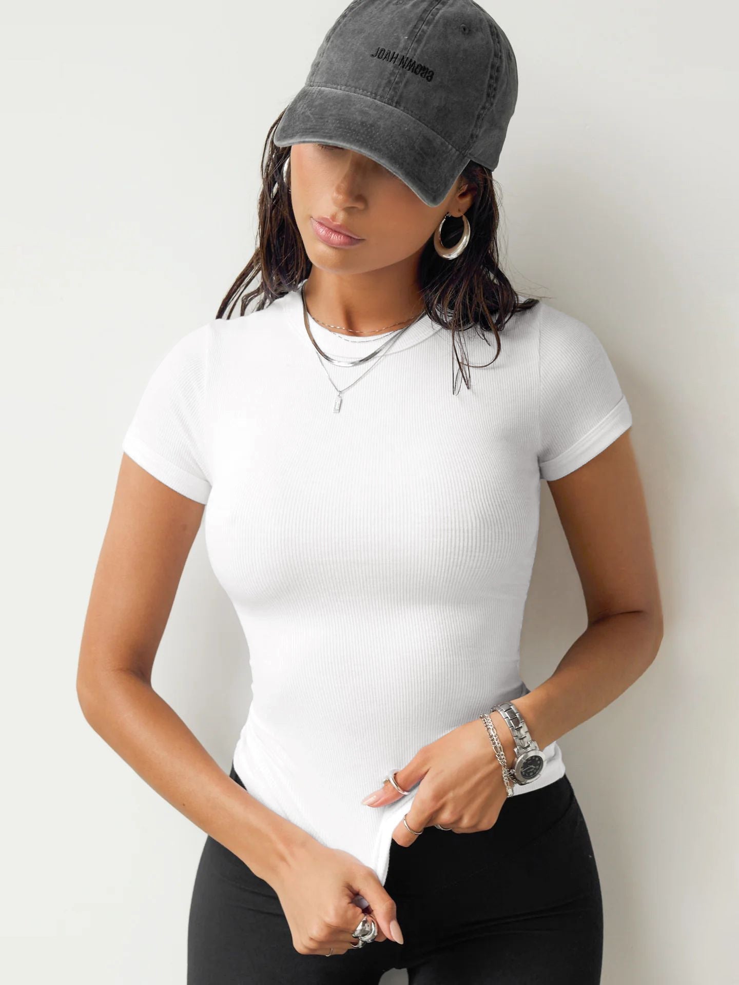 EOS | Bequemes einfarbiges Sport-T-Shirt mit kurzen Ärmeln