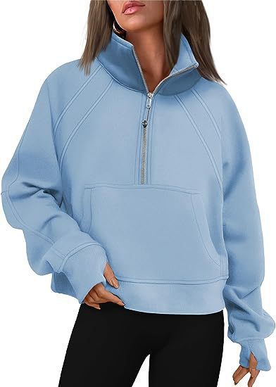 EOS | Lässiges plüschiges Halb-Reißverschluss-Stehkragen-Sweatshirt