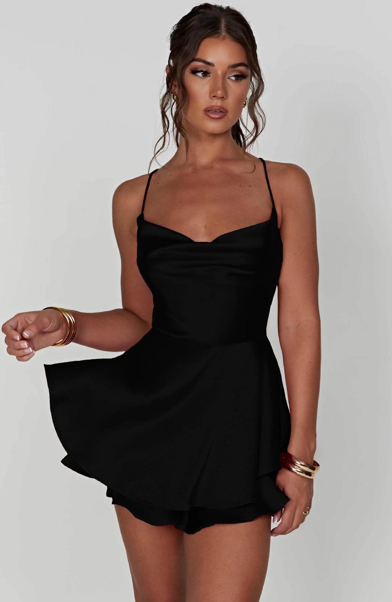 EOS | Sexy Slimming Durchsichtiger Rücken Cami Kurzes Kleid