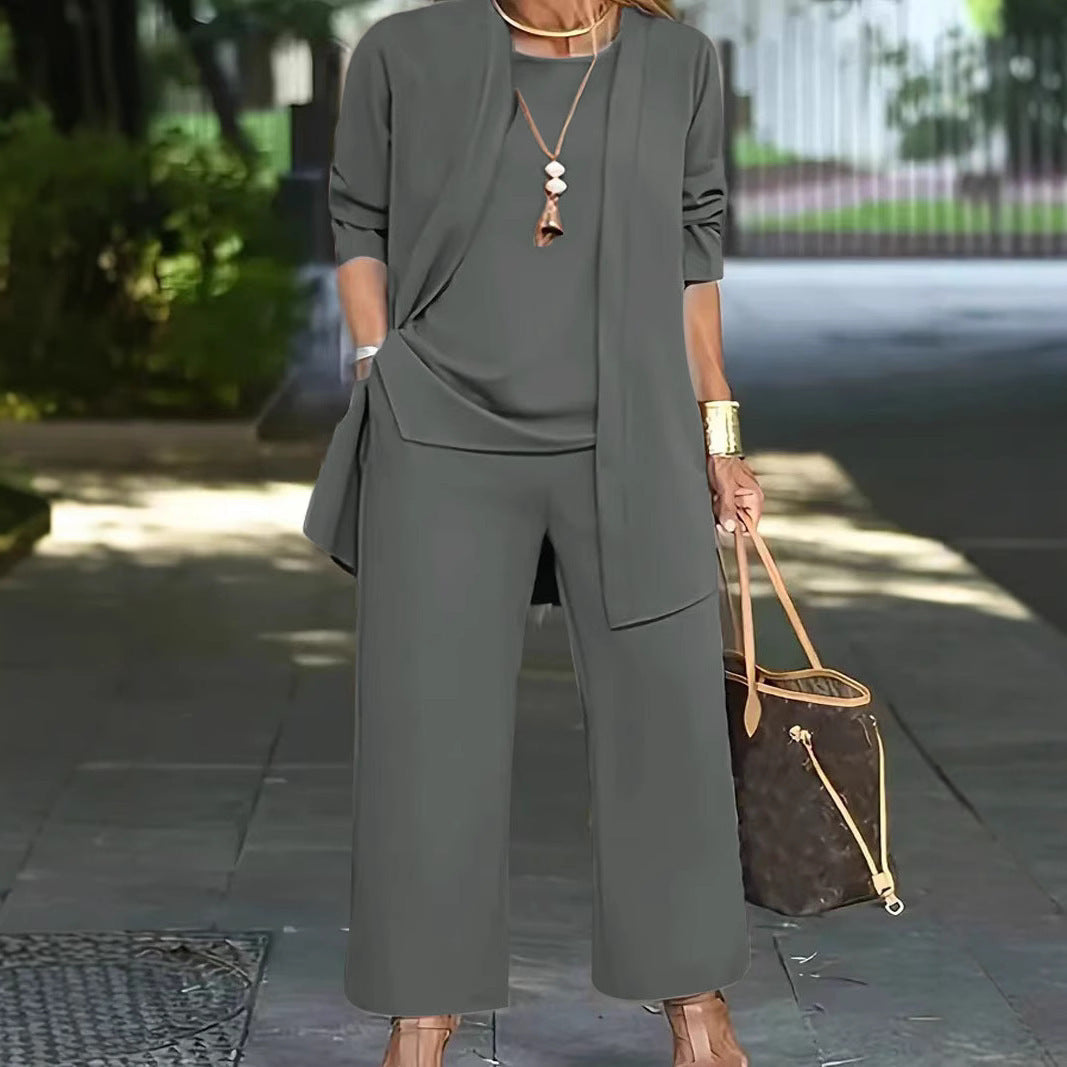 EOS | Langarm-Cardigan-Weste Drei-Teile-Set