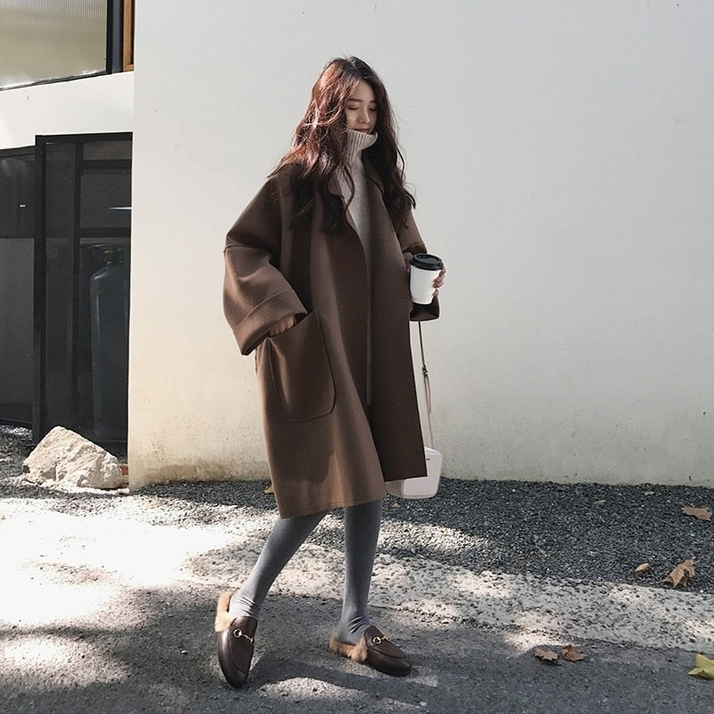 EOS | Eleganter Lockerer Woll Trenchcoat für