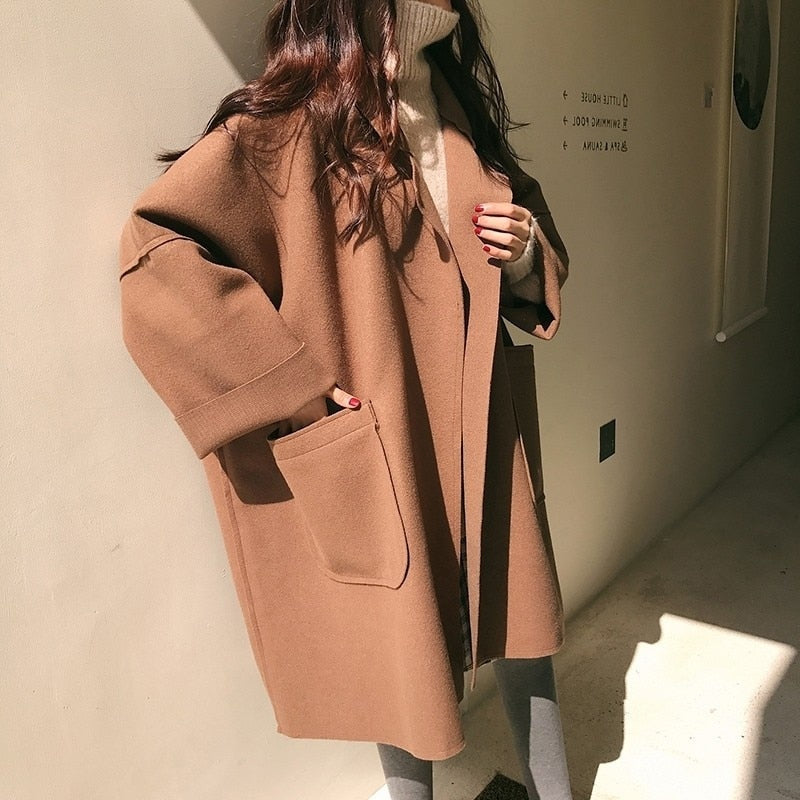 EOS | Eleganter Lockerer Woll Trenchcoat für