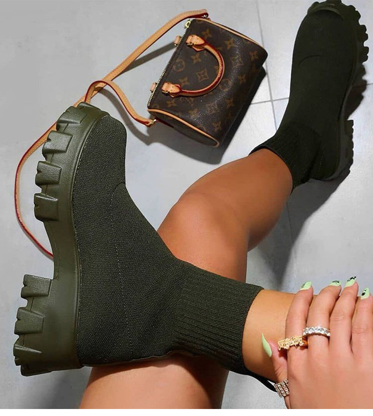 EOS | Klobig Plateau Sockenstiefel Damenstiefel