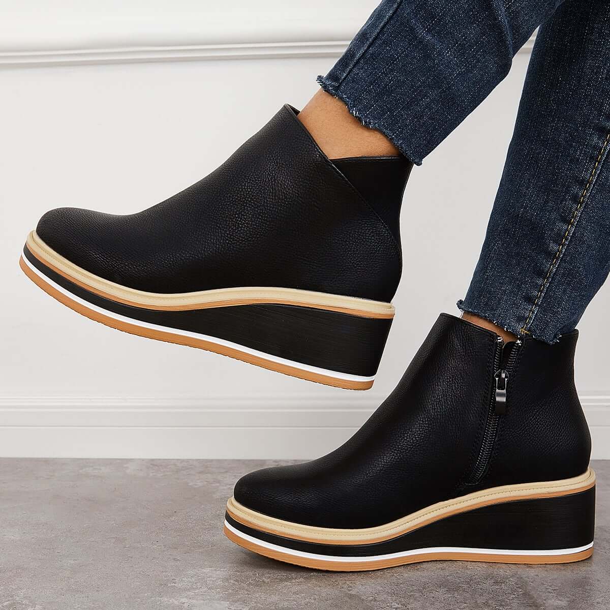 EOS | Reißverschluss Plateau Keilstiefel Damenstiefel