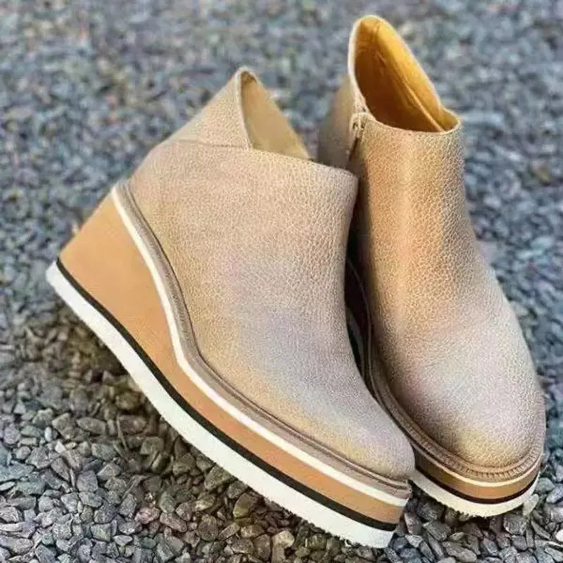 EOS | Reißverschluss Plateau Keilstiefel Damenstiefel