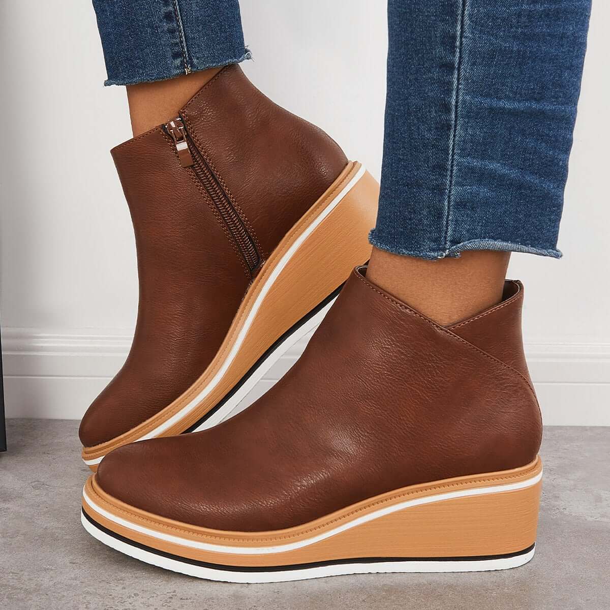 EOS | Reißverschluss Plateau Keilstiefel Damenstiefel