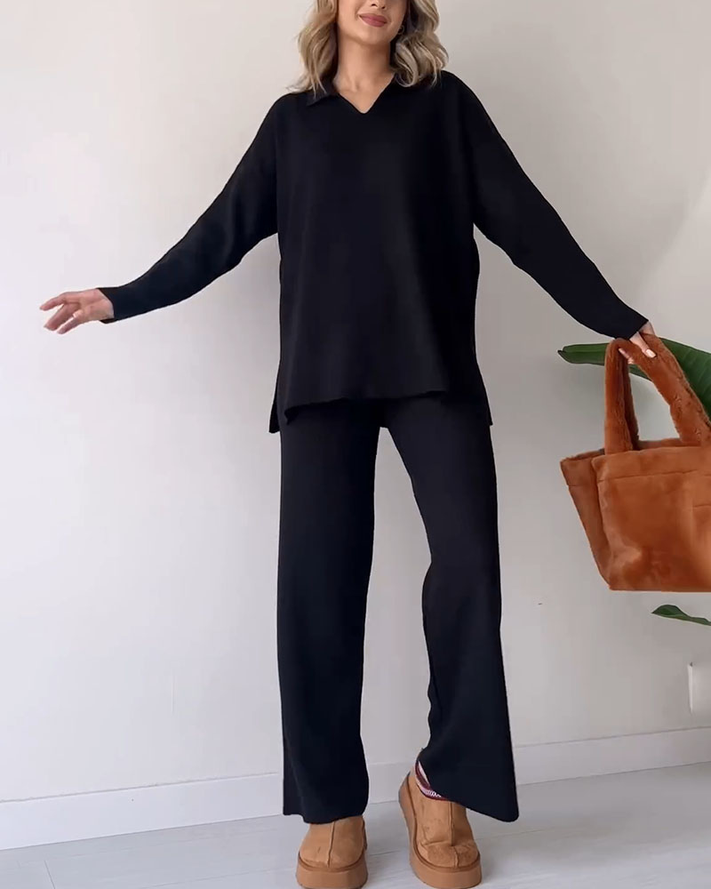 EOS | Set Weite Hosenbeine Oversize Pullover Loungewear Set EOS | Set für Damen