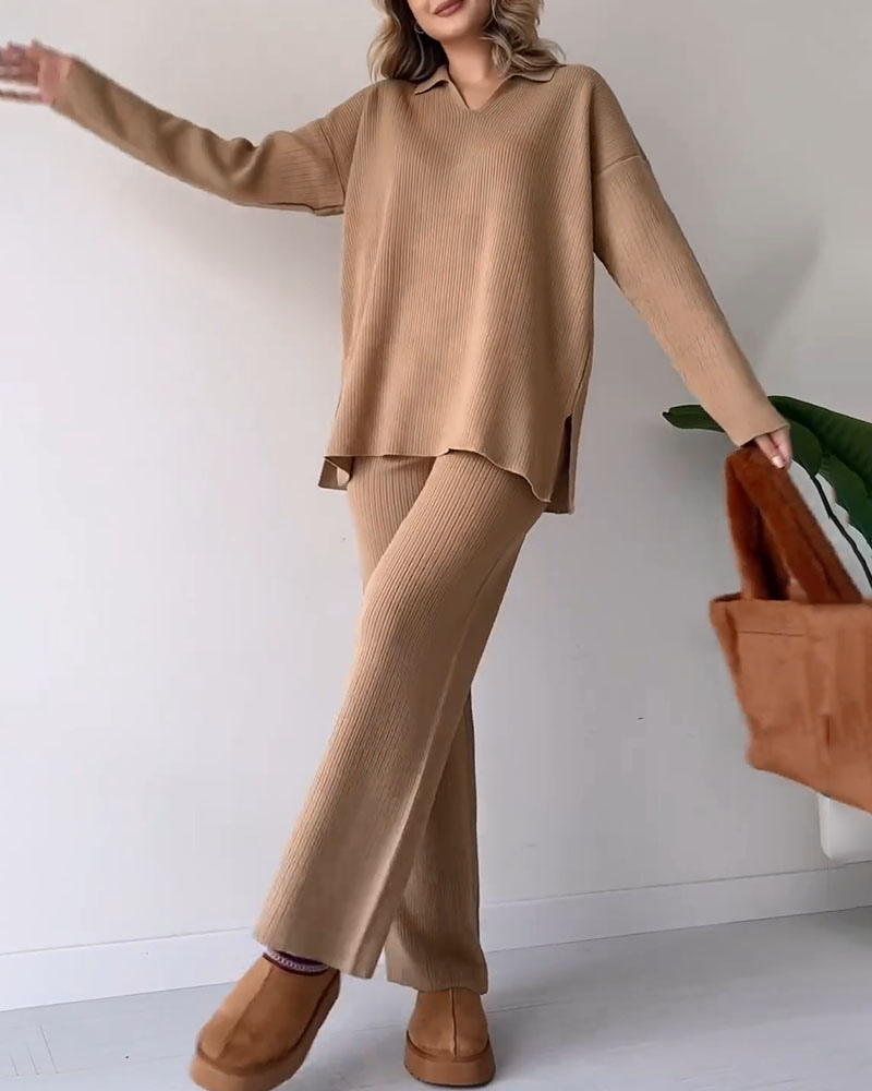 EOS | Set Weite Hosenbeine Oversize Pullover Loungewear Set EOS | Set für Damen