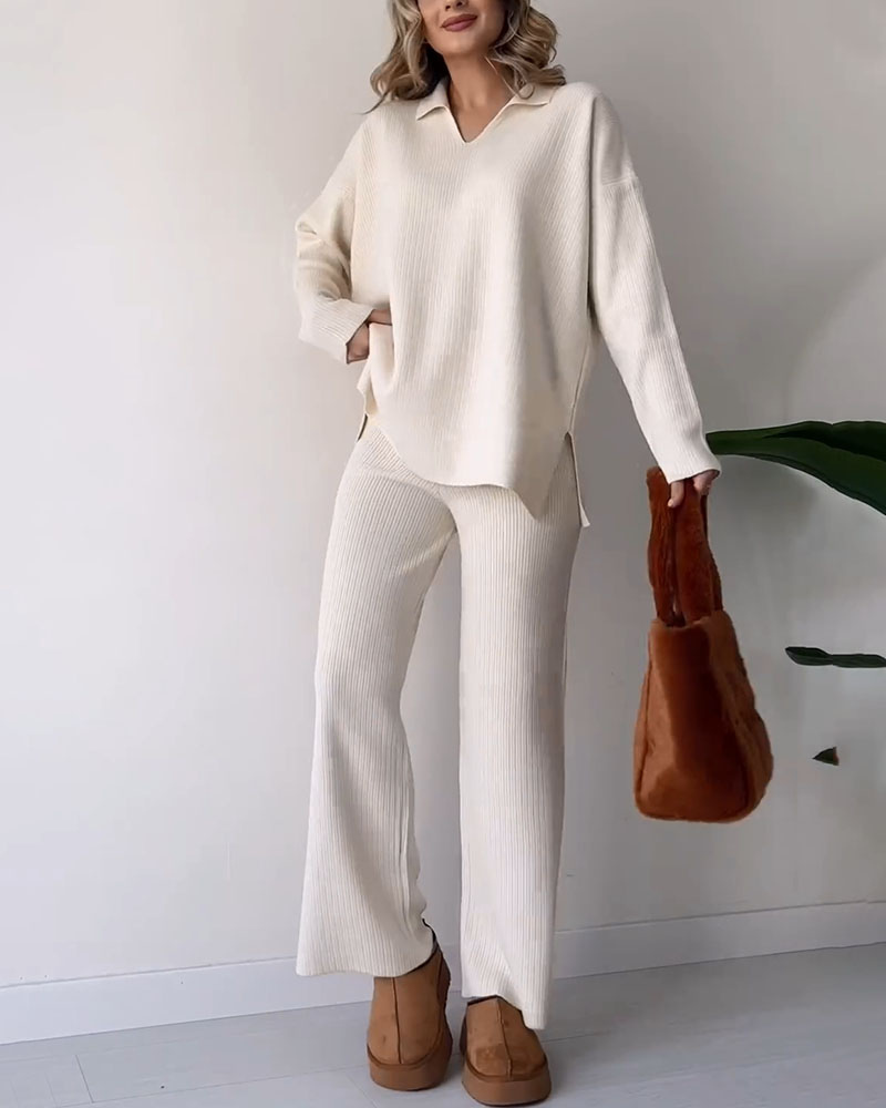 EOS | Set Weite Hosenbeine Oversize Pullover Loungewear Set EOS | Set für Damen