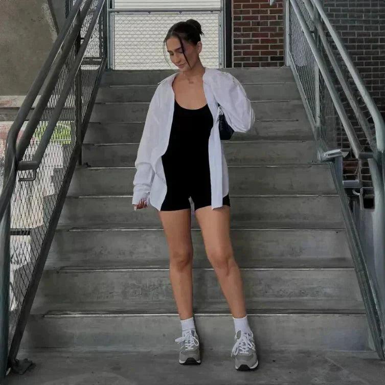 EOS | ärmellos mit Knitter Hose Shorts Overall Overall Fitnessbekleidung