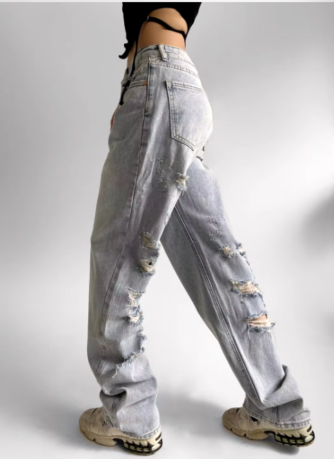 EOS | Jeans lockere Passform gerade geschnittenes Bein hoch geschnittene Jeans Damenjeans