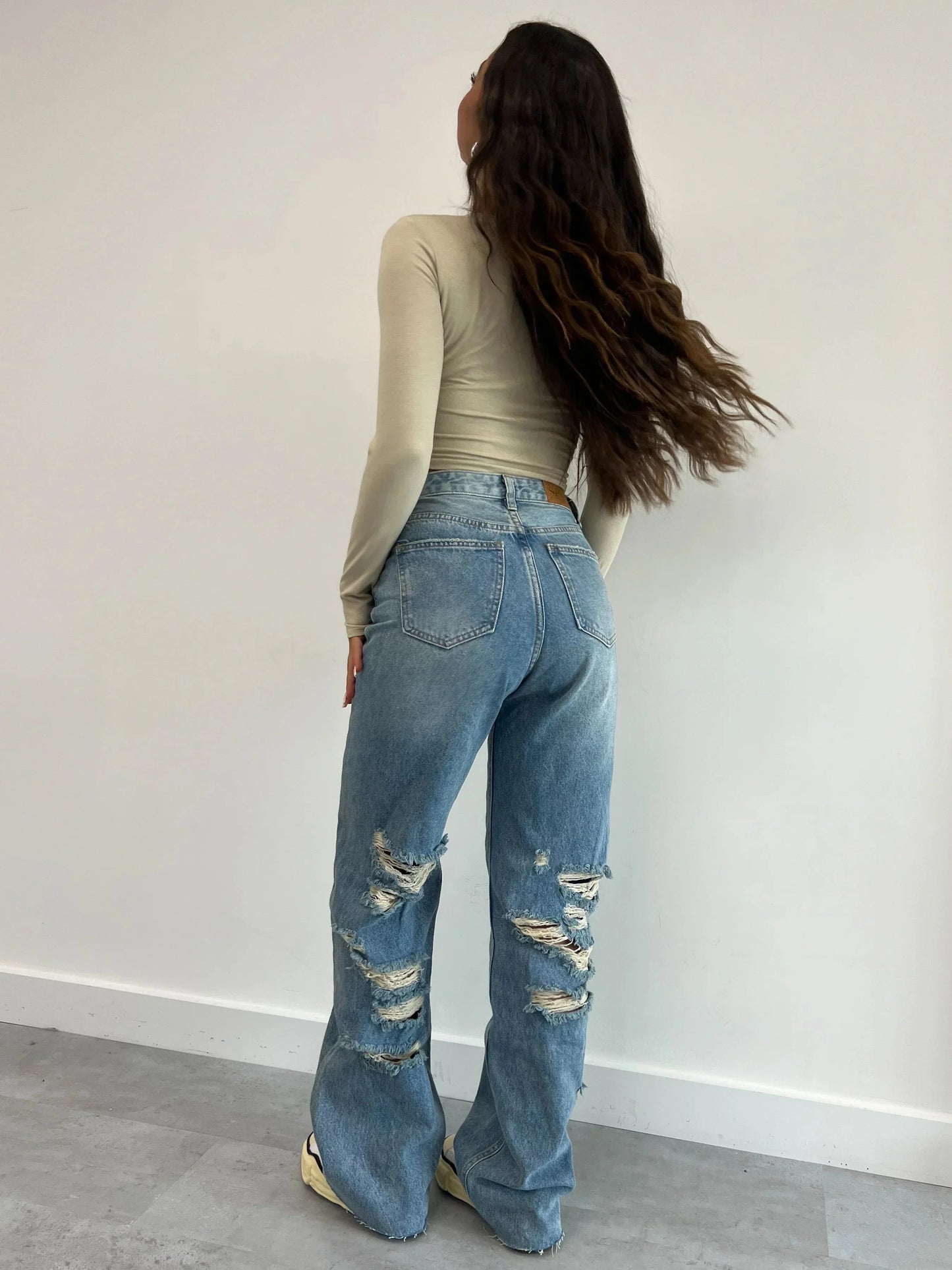 EOS | Jeans lockere Passform gerade geschnittenes Bein hoch geschnittene Jeans Damenjeans