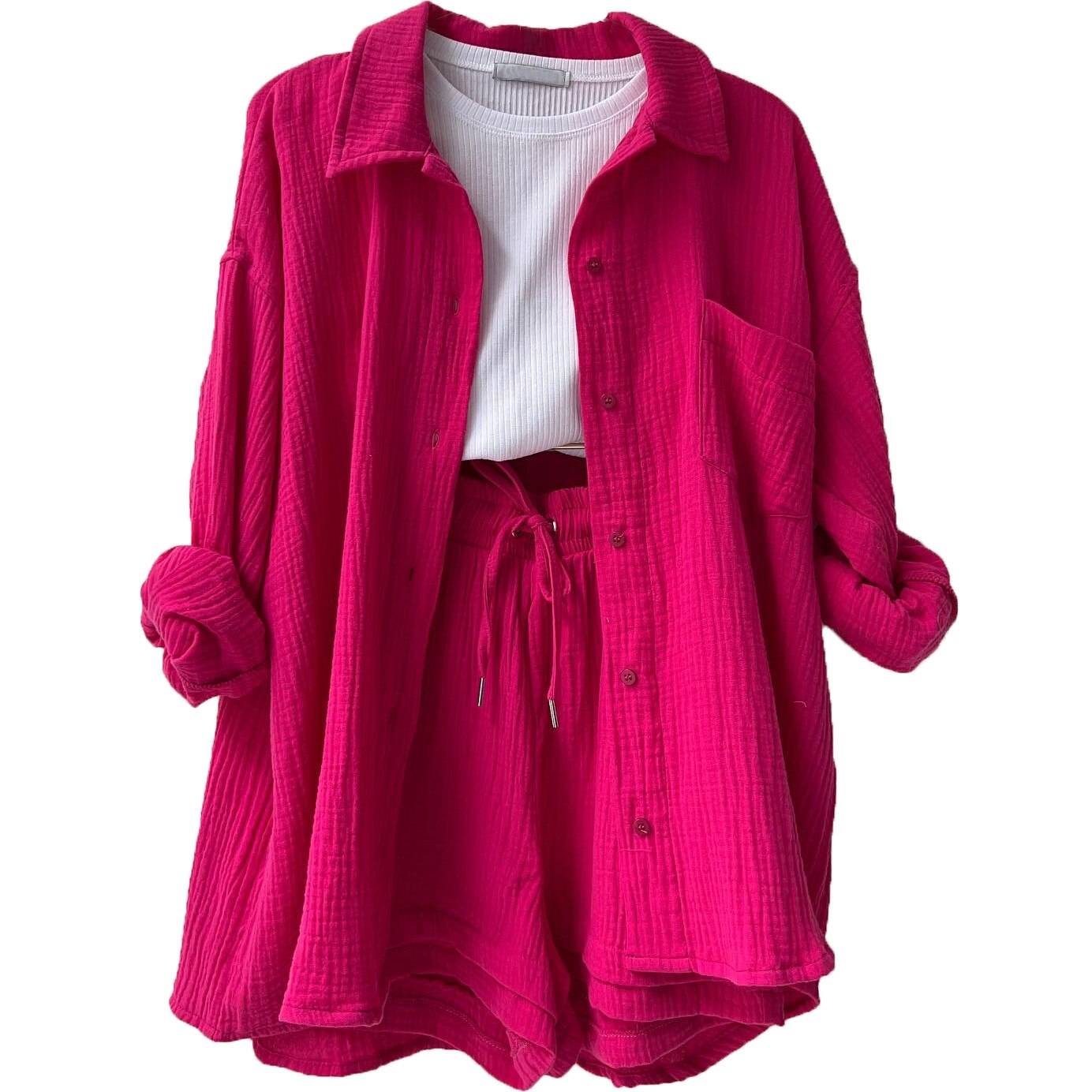 EOS | Set Lose Passform Sommer Lounge Set Leinen Set Womens