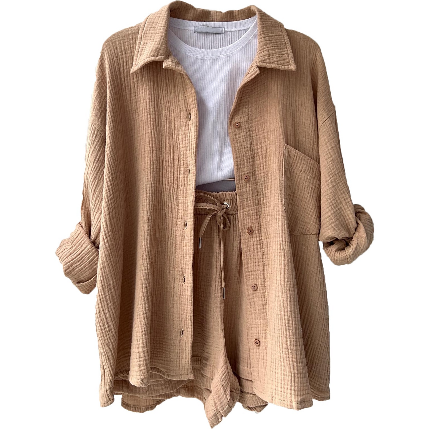 EOS | Set Lose Passform Sommer Lounge Set Leinen Set Womens