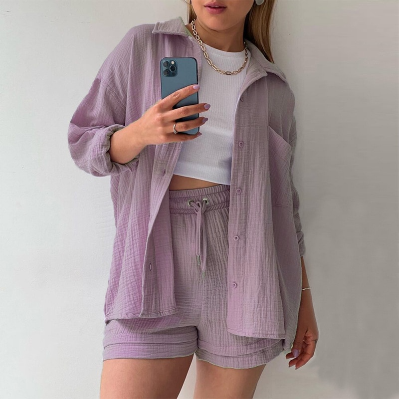 EOS | Set Lose Passform Sommer Lounge Set Leinen Set Womens