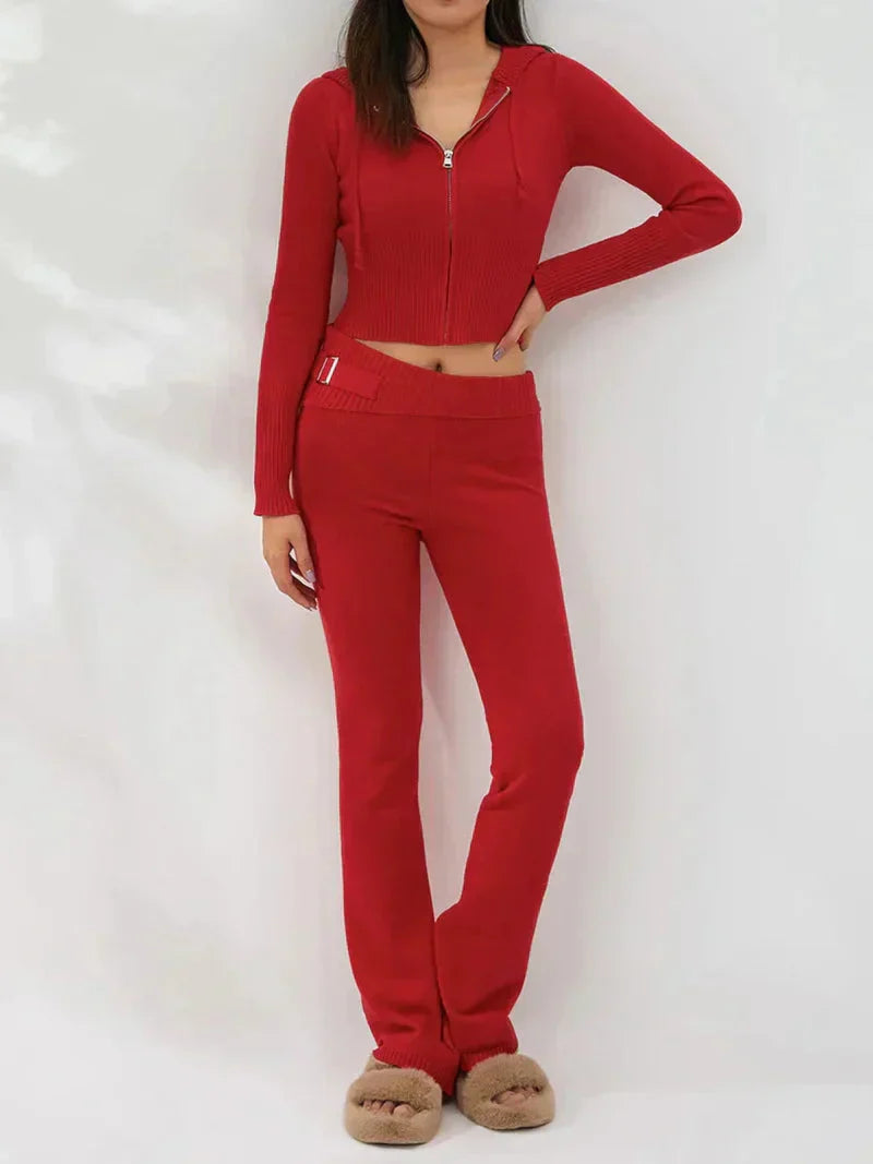 EOS | Strick Set Kapuzenjacke Strick Cardigan Strick Set Loungewear für Damen
