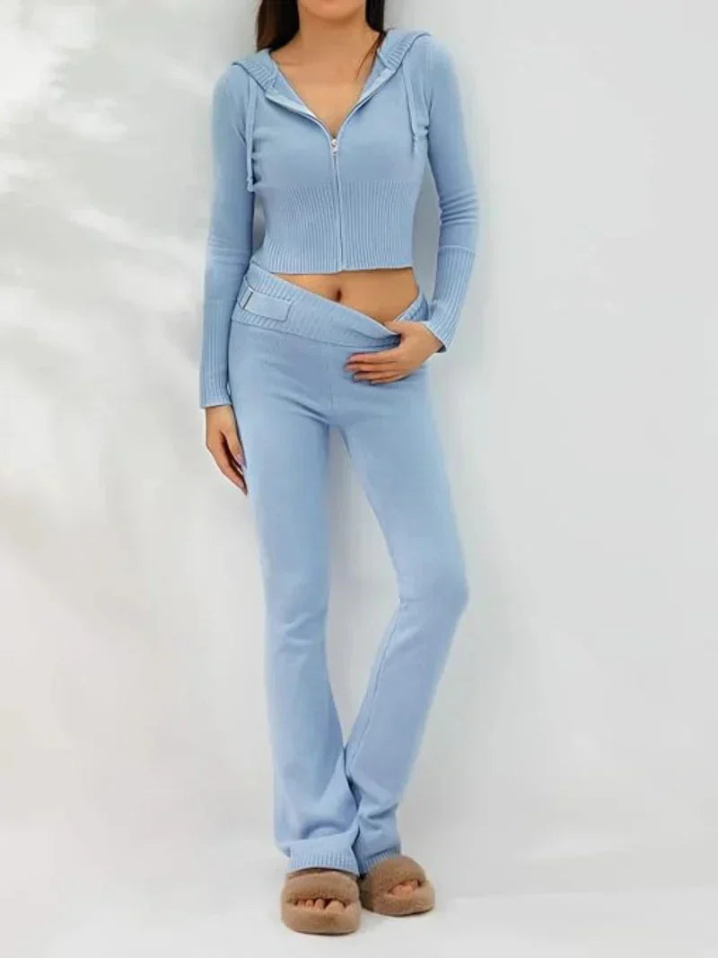 EOS | Strick Set Kapuzenjacke Strick Cardigan Strick Set Loungewear für Damen