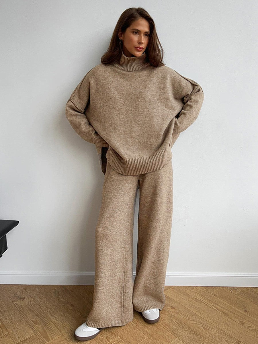 EOS | Strick Set Oversize Pullover Hose mit weitem Bein Set in passenden Farben Loungewear für Damen