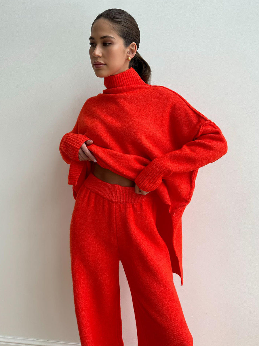 EOS | Strick Set Oversize Pullover Hose mit weitem Bein Set in passenden Farben Loungewear für Damen
