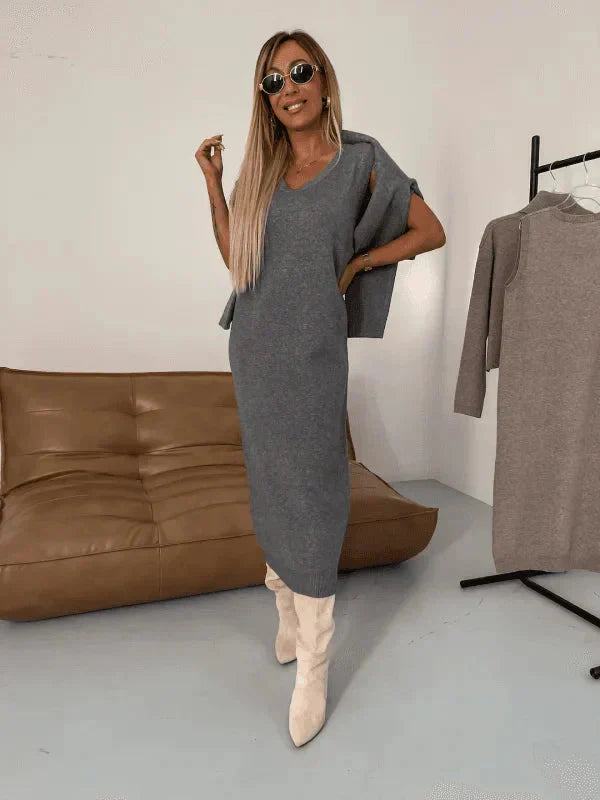 EOS | Strick Set Rollkragenpullover Langarm Strick Set aus Rock und Top Damenbekleidung
