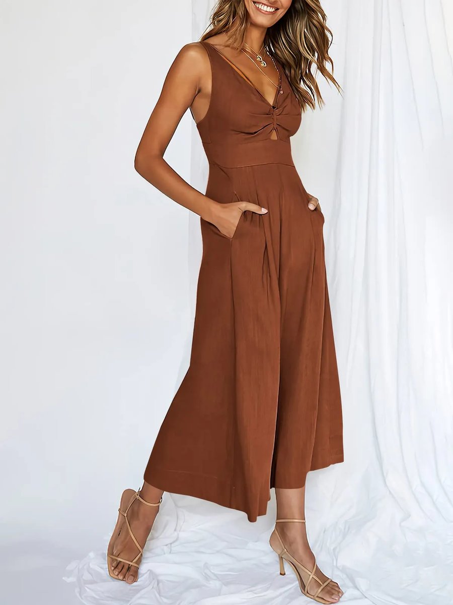 EOS | V-Ausschnitt Hochtaillierter Jumpsuit