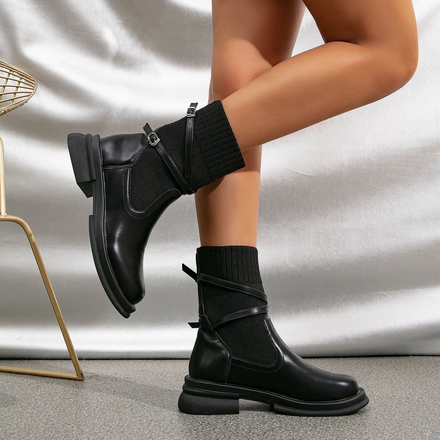 EOS | Elegante braune Stiefeletten mit Wickelriemen