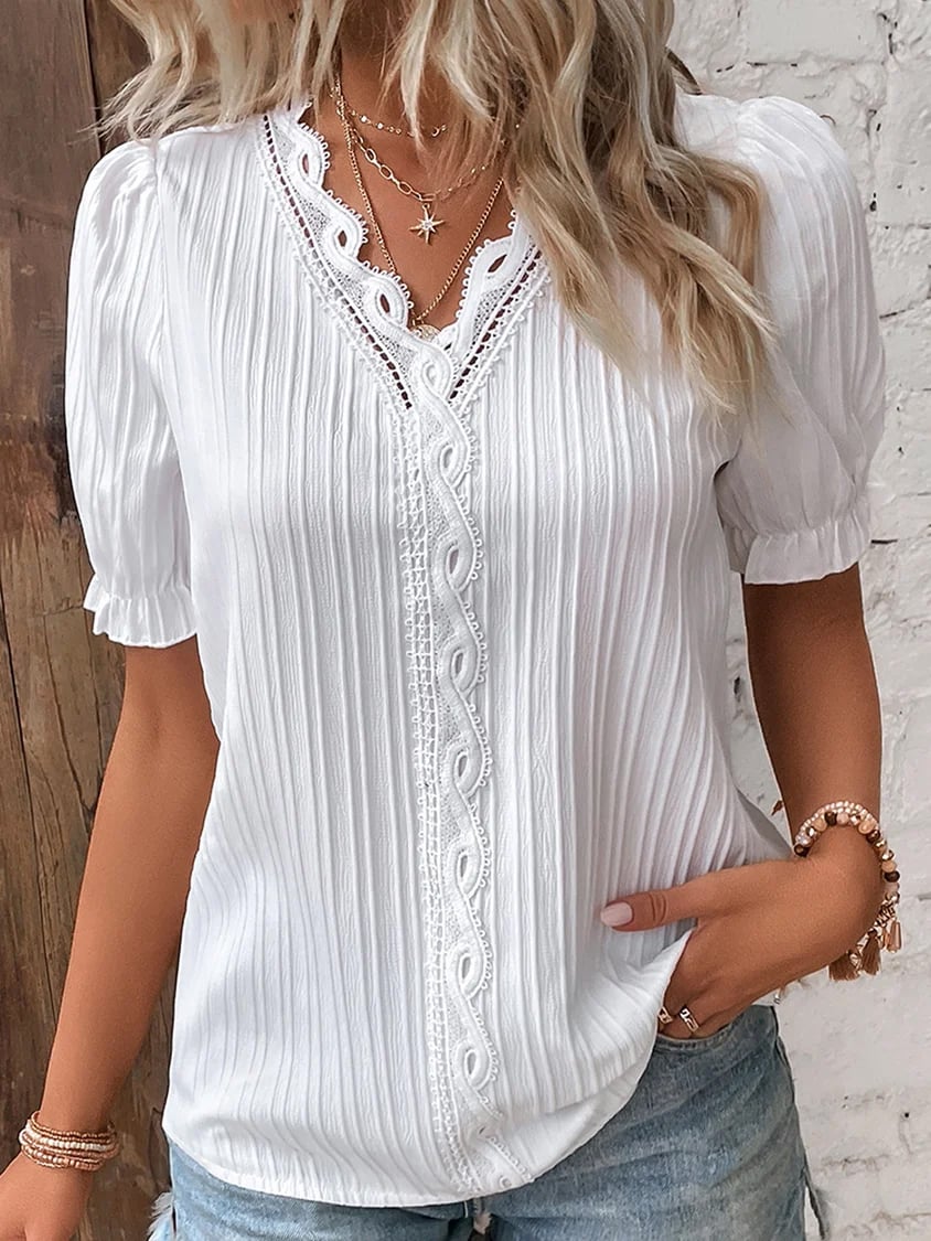 EOS | Elegante Kanten V-Ausschnitt Bluse