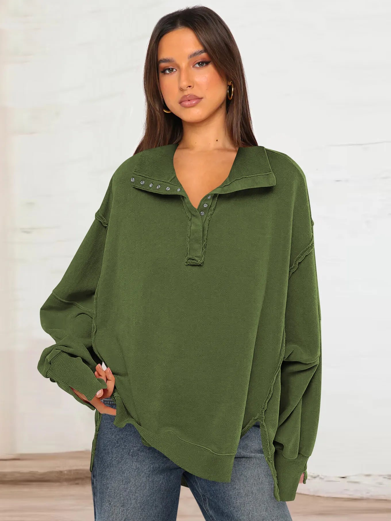 EOS - Lässiges Sweatshirt Mit Knöpfen Und Lampenärmeln