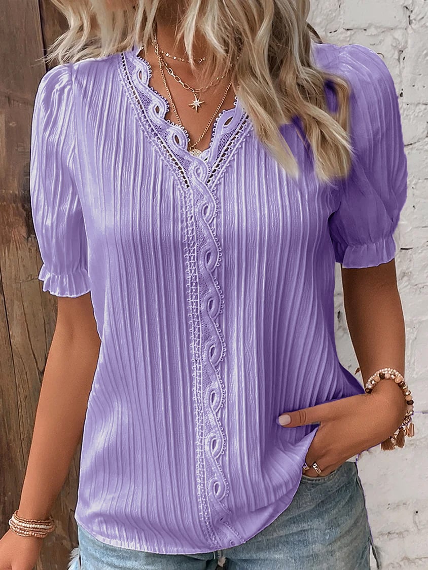 EOS | Elegante Kanten V-Ausschnitt Bluse