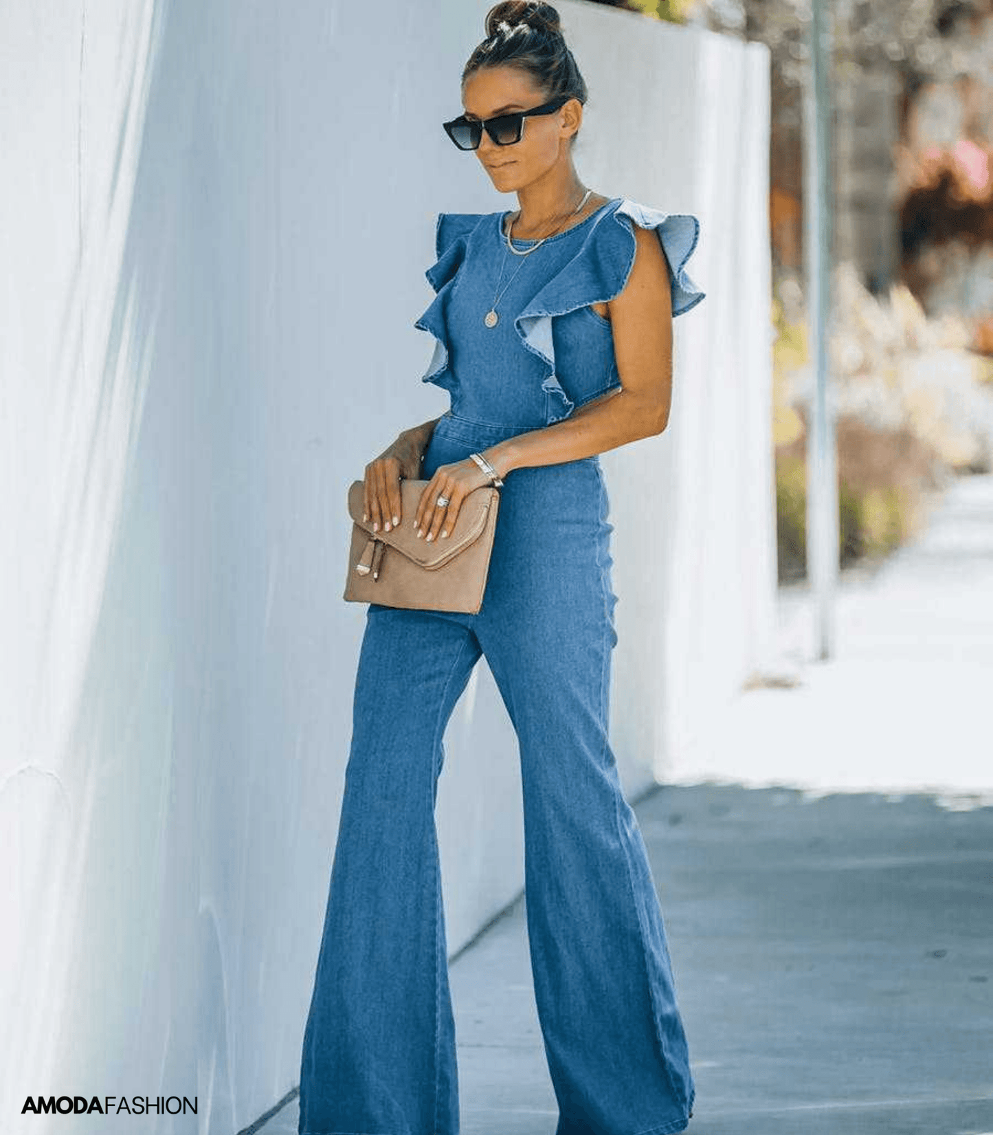 EOS | Hochwertige Denim-Jumpsuits mit ausgestellten Ärmeln