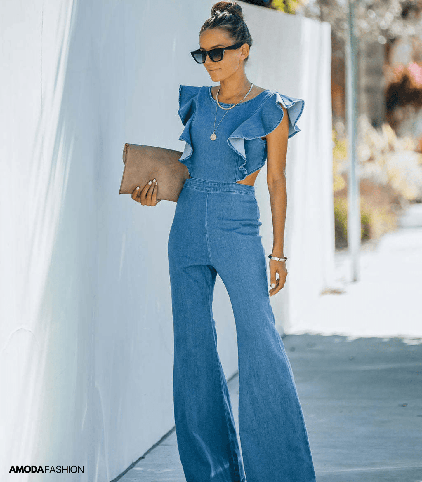 EOS | Hochwertige Denim-Jumpsuits mit ausgestellten Ärmeln