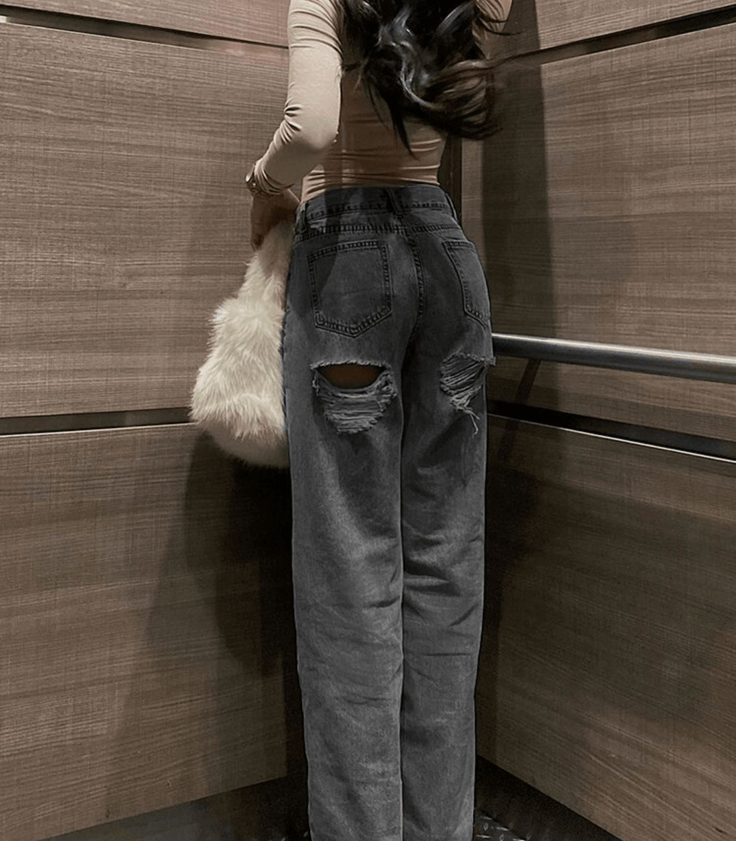 EOS | Baggy Denim Jeans mit Rissen auf der Rückseite