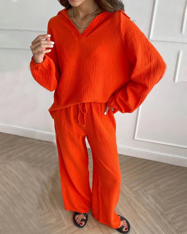EOS | Schickes Freizeit-Set: lockeres Oberteil & Bootcut-Hose