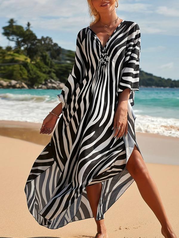 EOS | Strandkleid mit Zebradruck und V-Ausschnitt