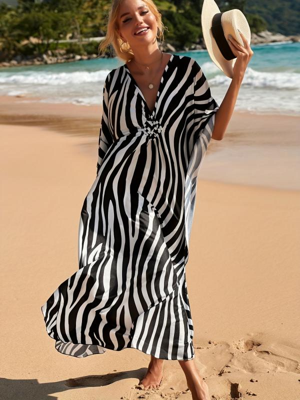 EOS | Strandkleid mit Zebradruck und V-Ausschnitt