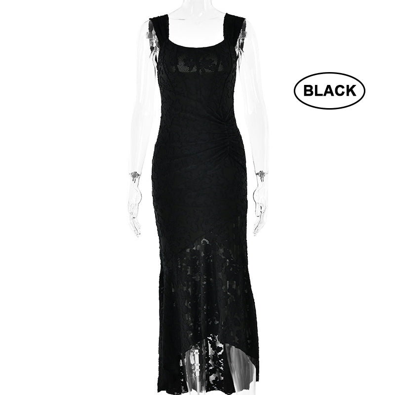 EOS | Sexy ärmelloses langes Fischschwanz-Kleid aus Jacquard