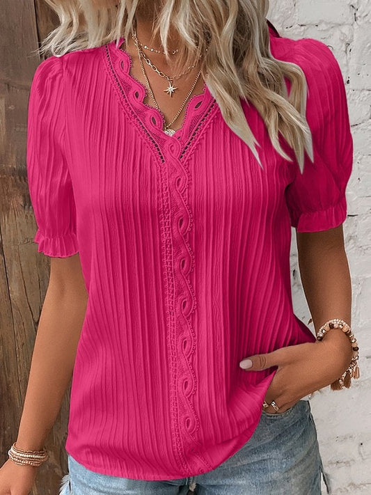 EOS | Elegante Kanten V-Ausschnitt Bluse