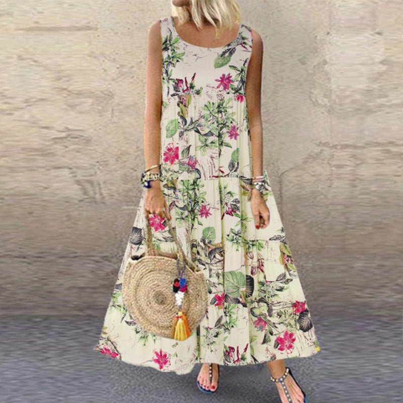 EOS | Luftiges bedrucktes ärmelloses florales Sommerkleid