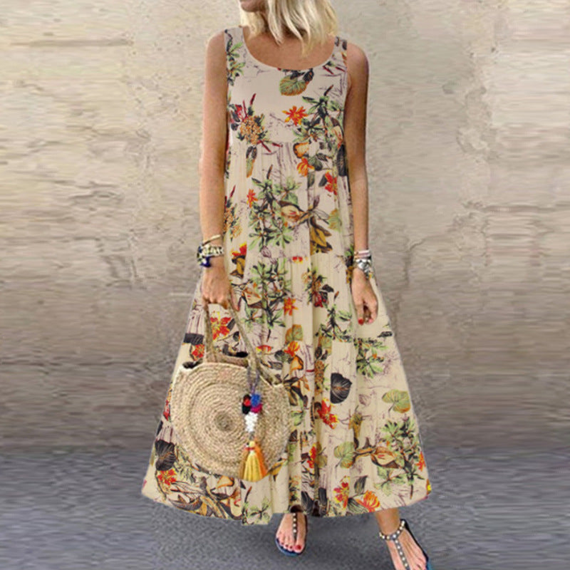EOS | Luftiges bedrucktes ärmelloses florales Sommerkleid