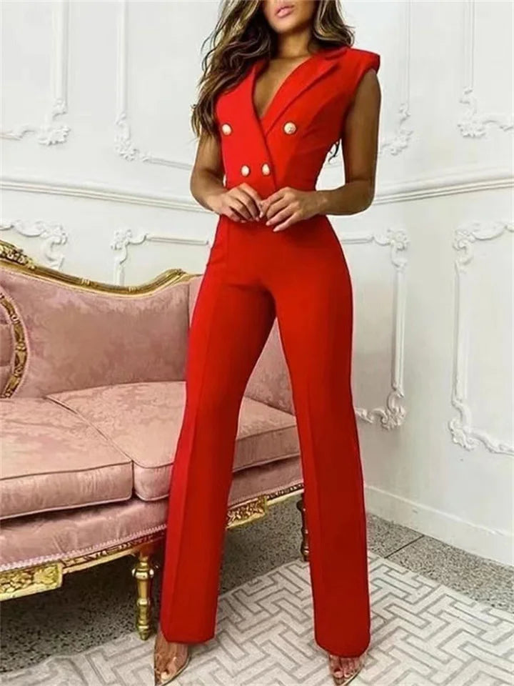 EOS | Jumpsuit mit V-Ausschnitt und Hahnentrittmuster